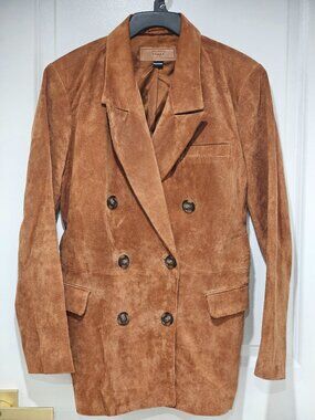 BLANKNYC WOMENS SUEDE DOUBLE BREASTED BLAZER SZ M
